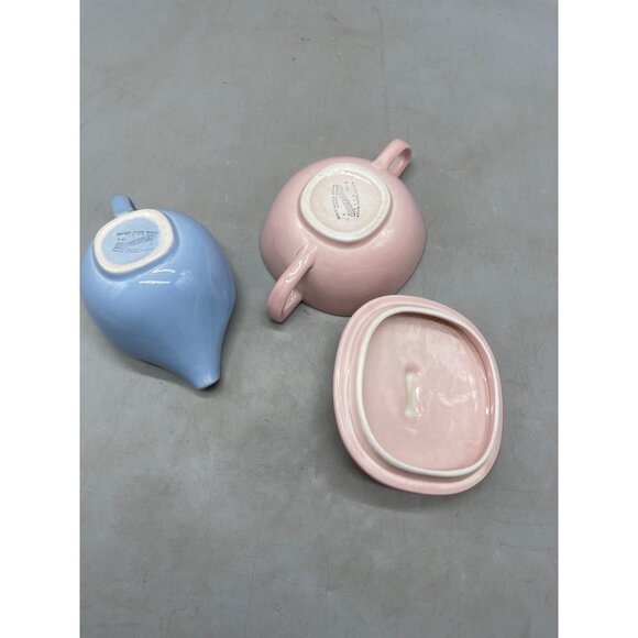 Conversation Taylor Smith creamer sugar bowl lid pink blue Conversation READ - Picture 6 of 8